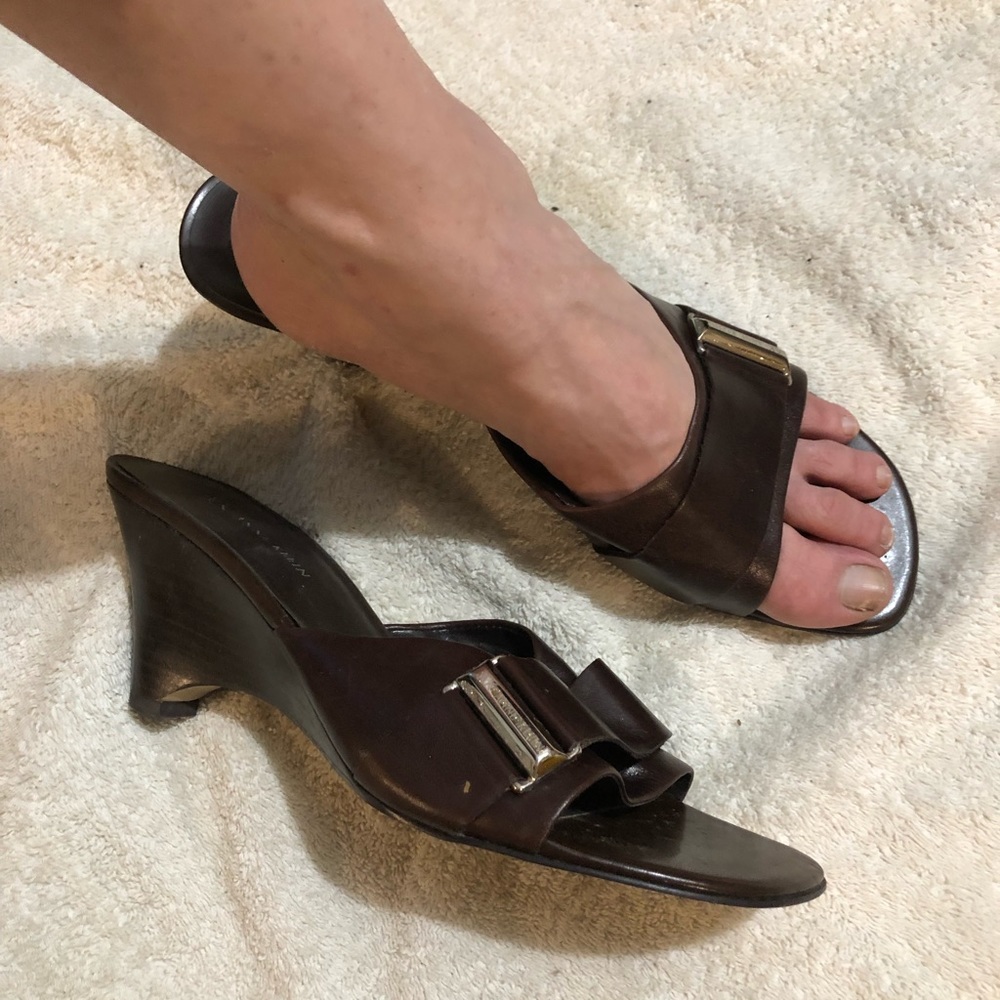 Brown buckle sandals